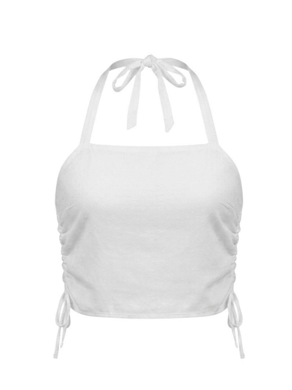 Hollister White Double Side Cinch Halter Top Size S Ruched Cropped Tank